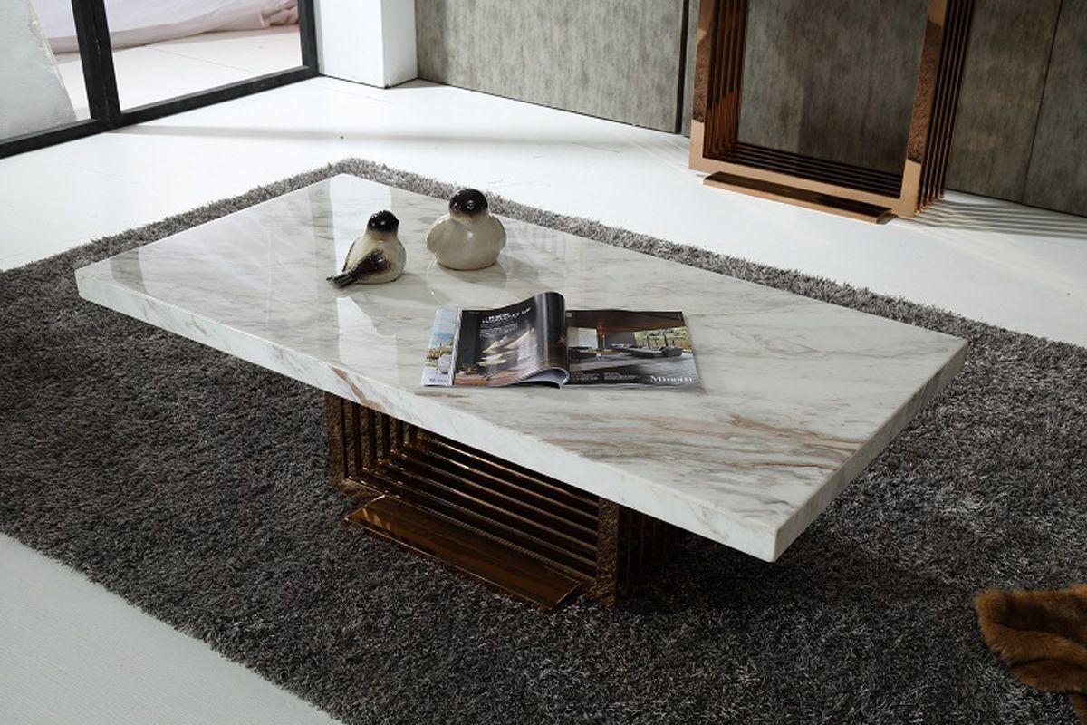 Modrest Kingsley Modern Marble & Rosegold Coffee Table Vgvcct8933