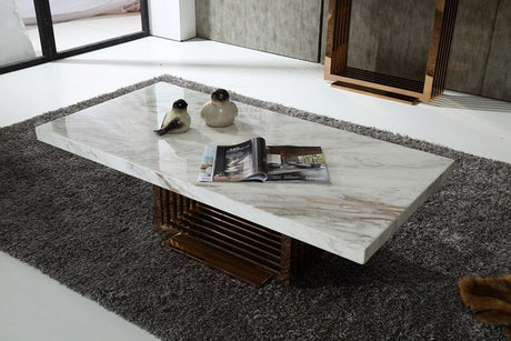 Modrest Kingsley Modern Marble & Rosegold Coffee Table Vgvcct8933