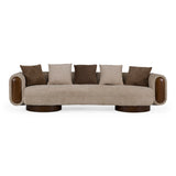 Kiran - Modern Beige + Brown Fabric Sofa - View Image 1