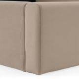 Eastern King Kiro + Roma - Modern Tan Fabric + Walnut 4-Piece Bedroom Set