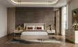 Eastern King Kiro + Lago - Modern Tan Fabric + Faux Travertine 4-Piece Bedroom Set - View Image 1