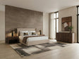 Queen Kiro + Roma - Modern Tan Fabric + Walnut 4-Piece Bedroom Set - View Image 1