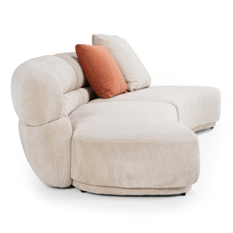 Knight - Modern Beige Fabric Curved Sectional Sofa - View Image 1