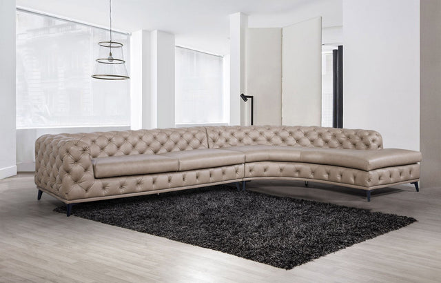 DIvani Casa Kohl - Contemporary Tan RAF Curved Shape Sectional Sofa w/ Chaise | Home Elegance USA