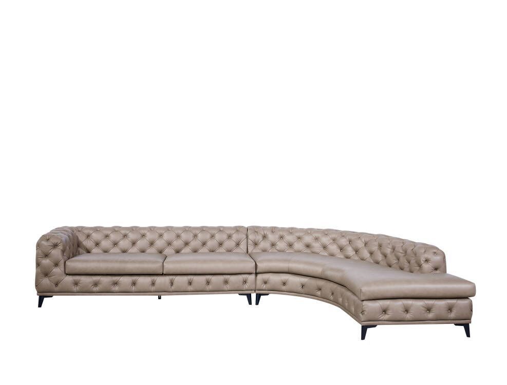 DIvani Casa Kohl - Contemporary Tan RAF Curved Shape Sectional Sofa w/ Chaise - Home Elegance USA