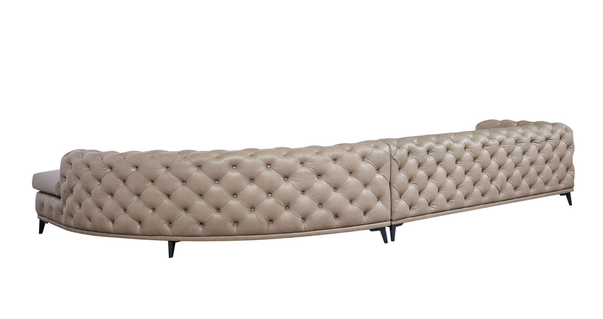 DIvani Casa Kohl - Contemporary Tan RAF Curved Shape Sectional Sofa w/ Chaise - Home Elegance USA