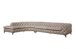 DIvani Casa Kohl - Contemporary Tan LAF Curved Shape Sectional Sofa w/ Chaise - Home Elegance USA