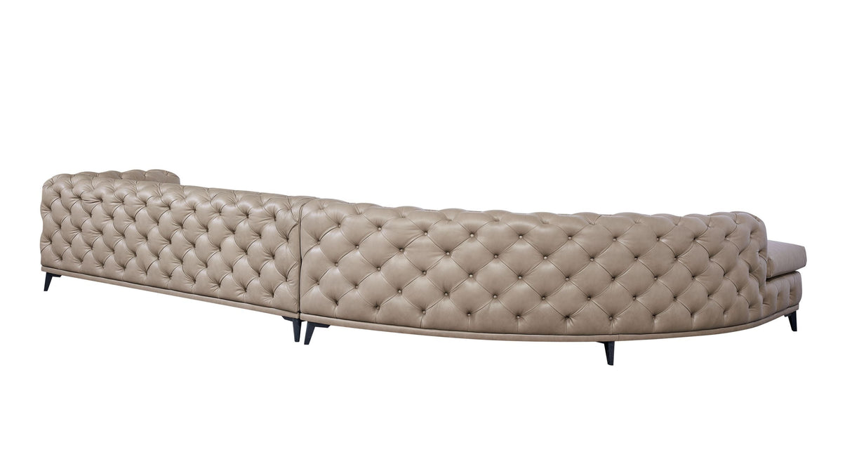 DIvani Casa Kohl - Contemporary Tan LAF Curved Shape Sectional Sofa w/ Chaise - Home Elegance USA