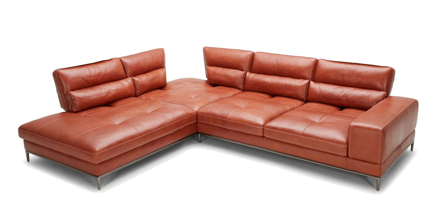 Divani Casa Kudos Modern Cognac Leather LAF Chaise Sectional Sofa | VIG | Home Elegance USA