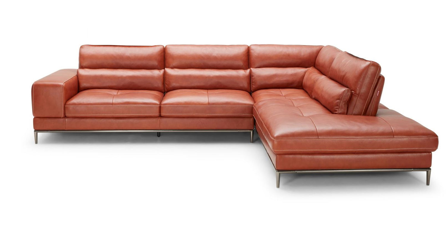 Divani Casa Kudos Modern Cognac Leather RAF Chaise Sectional Sofa - VIG | Home Elegance USA