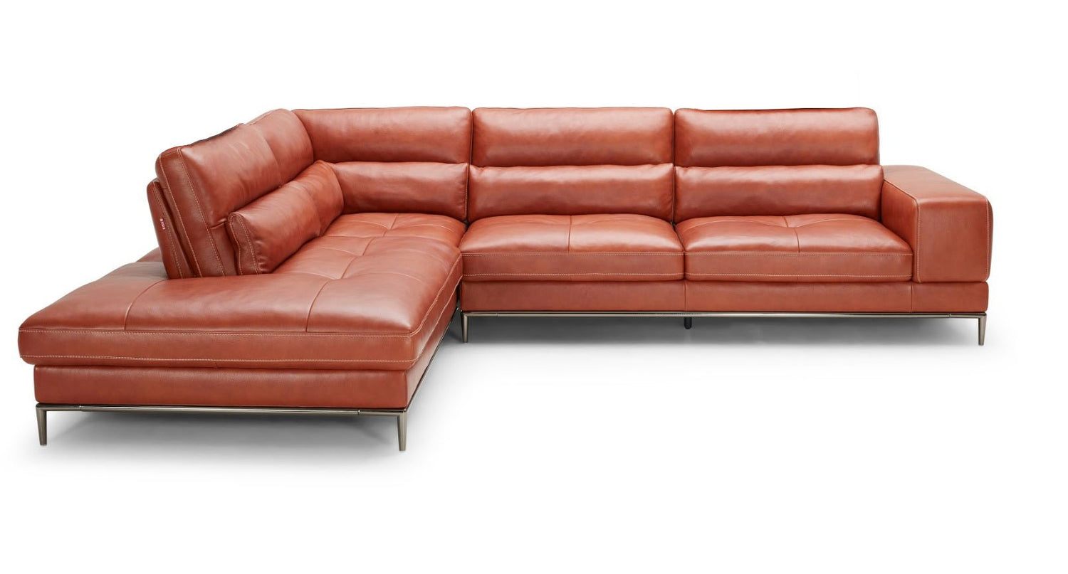 Divani Casa Kudos Modern Cognac Leather LAF Chaise Sectional Sofa | VIG | Home Elegance USA