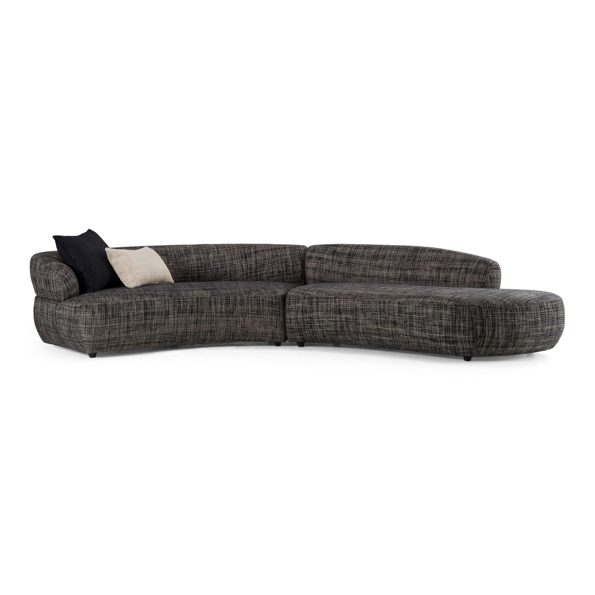 Divani Casa Lakota - Modern Dark Grey Fabric Curved Sectional Sofa
