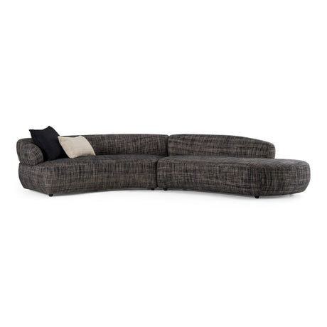 Divani Casa Lakota - Modern Dark Grey Fabric Curved Sectional Sofa