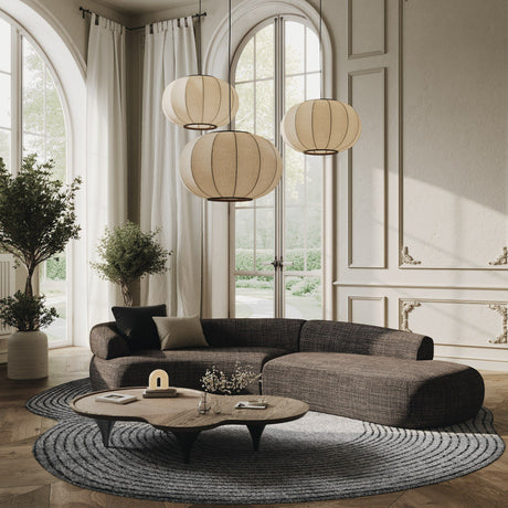 Divani Casa Lakota - Modern Dark Grey Fabric Curved Sectional Sofa