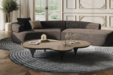 Divani Casa Lakota - Modern Dark Grey Fabric Curved Sectional Sofa