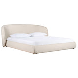 Eastern King Lambert + Berlin - Modern Beige Fabric + Walnut 4-Piece Bedroom Set