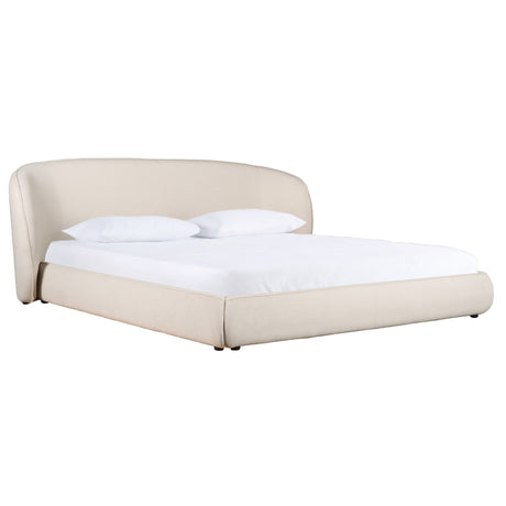 Eastern King Lambert + Emilio - Modern Beige Fabric + Walnut + Burlap 4-Piece Bedroom Set