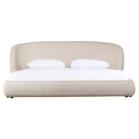 Eastern King Lambert + Berlin - Modern Beige Fabric + Walnut 4-Piece Bedroom Set