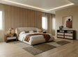 Eastern King Lambert + Emilio - Modern Beige Fabric + Walnut + Burlap 4-Piece Bedroom Set - View Image 1