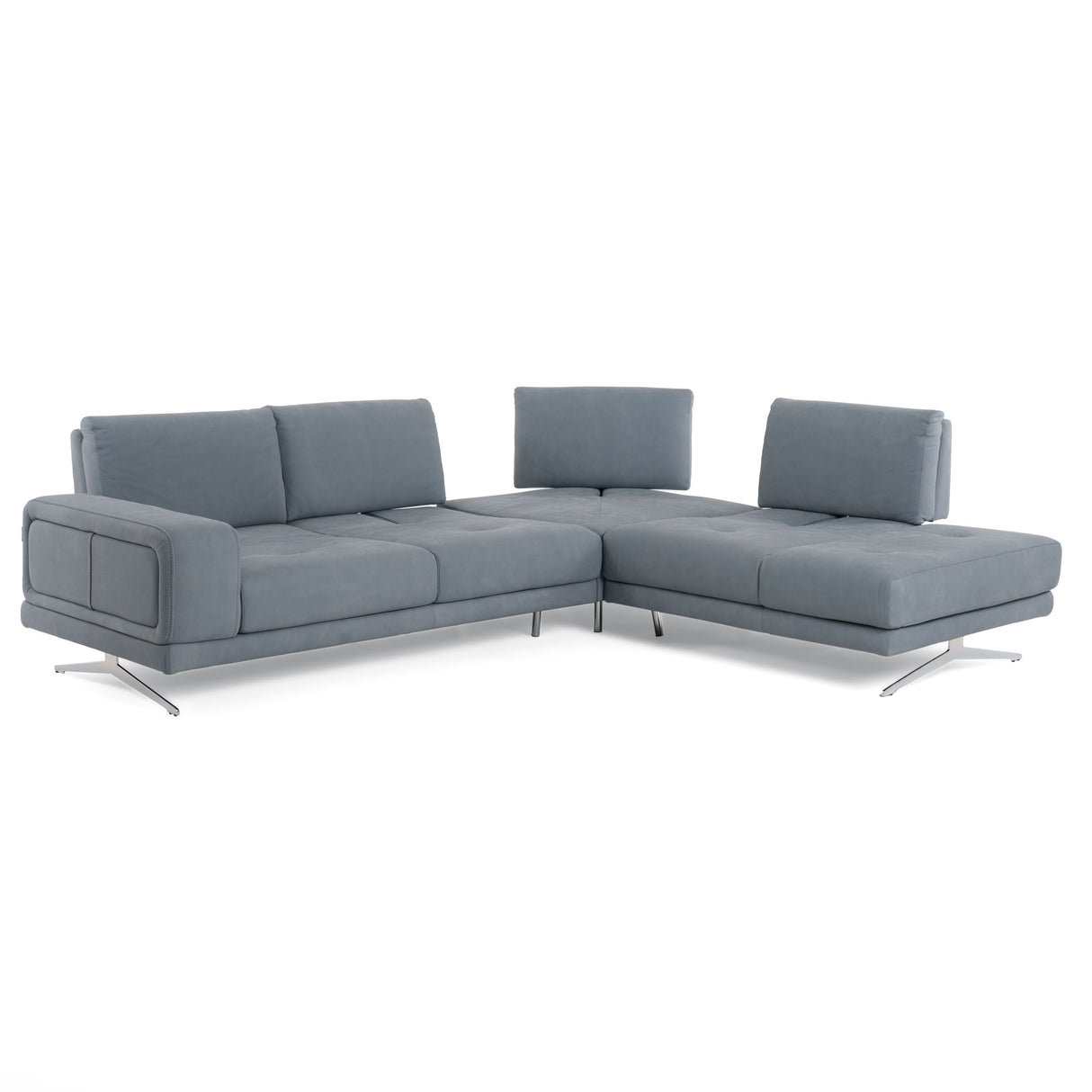 Lamod Italia Mood - Contemporary Blue Leather Right Facing Sectional Sofa - Home Elegance USA