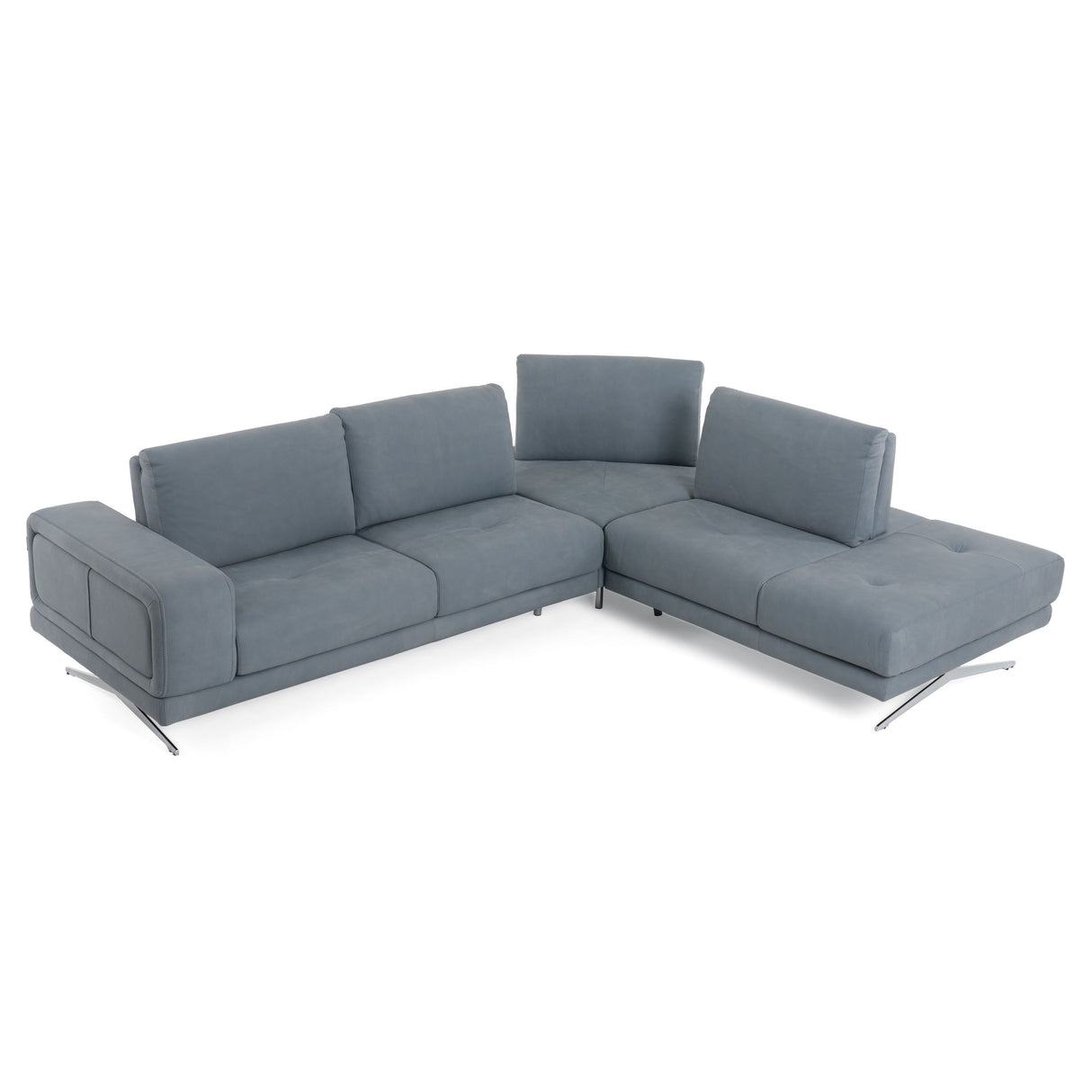 Lamod Italia Mood - Contemporary Blue Leather Right Facing Sectional Sofa - Home Elegance USA