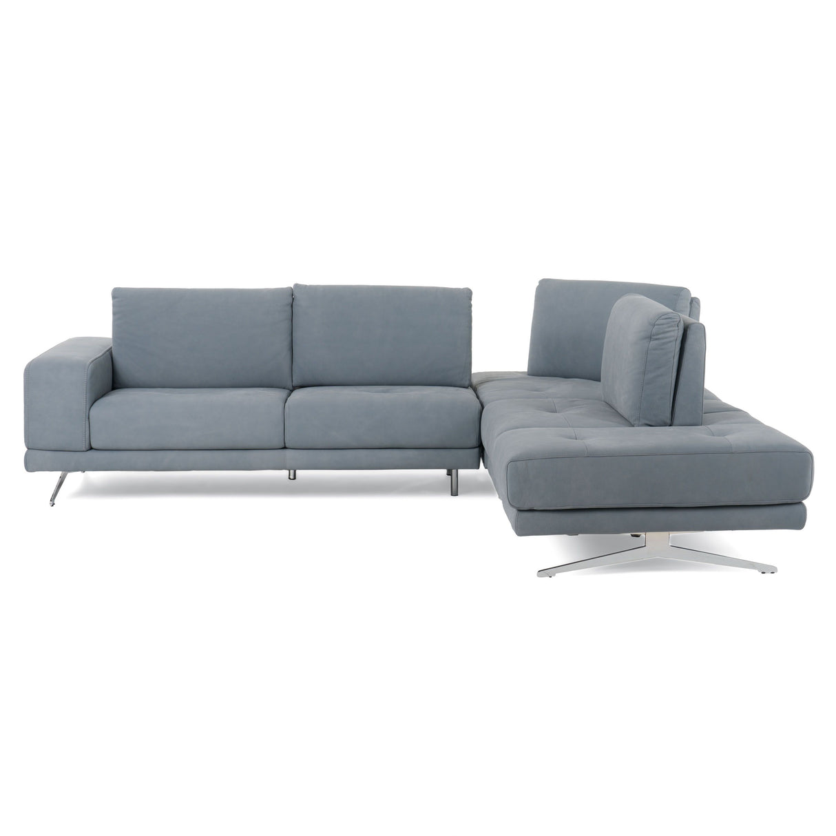 Lamod Italia Mood - Contemporary Blue Leather Right Facing Sectional Sofa