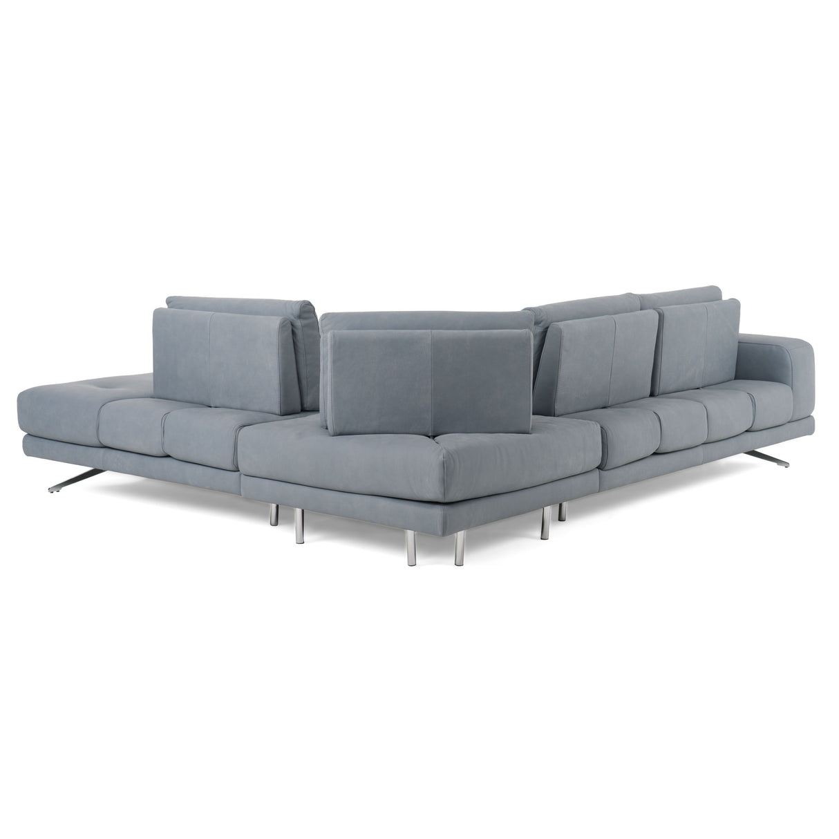 Lamod Italia Mood - Contemporary Blue Leather Right Facing Sectional Sofa - Home Elegance USA