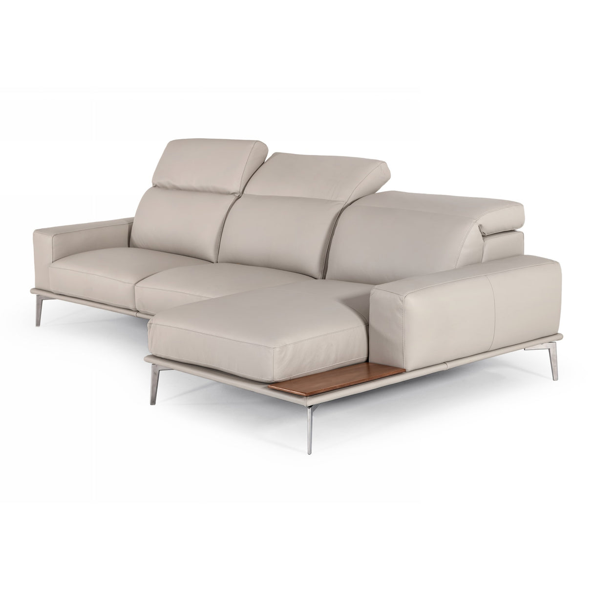 Villeneuve - Italian Modern Light Grey Leather Right Facing Sectional Sofa - View Image 1