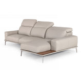 Villeneuve - Italian Modern Light Grey Leather Right Facing Sectional Sofa - View Image 1