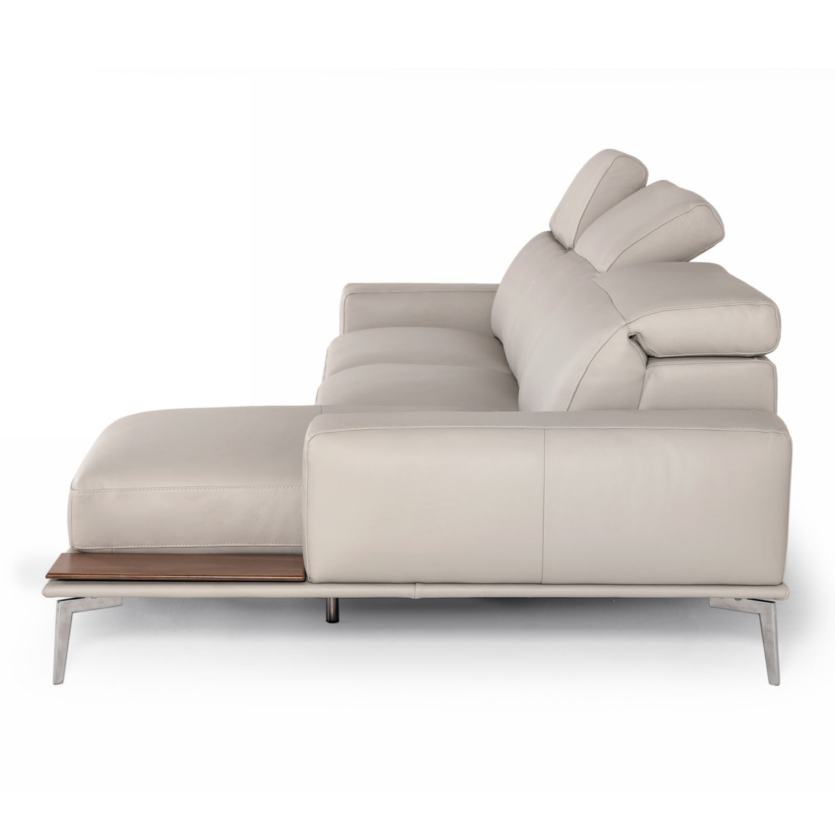 Villeneuve - Italian Modern Light Grey Leather Right Facing Sectional Sofa - View Image 1