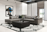 Viola - Italian Contemporary Grey Leather Left Facing Sectional Sofa - View Image 1