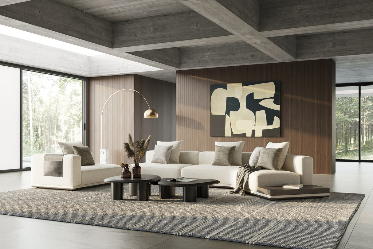 Siret - Modern Ivory Fabric Modular Sectional Sofa W/ Coffee Table - View Image 1
