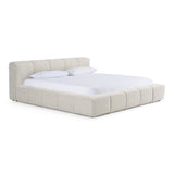 Queen Lamont + Aria - Modern Beige Fabric + Grey Texture 4-Piece Bedroom Set