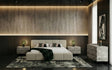 Queen Lamont + Aria - Modern Beige Fabric + Grey Texture 4-Piece Bedroom Set - View Image 1