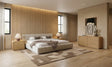 Eastern King Lamont + Dustin - Modern Beige Fabric + Natural Oak 4-Piece Bedroom Set - View Image 1