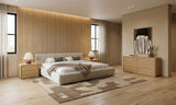 Eastern King Lamont + Dustin - Modern Beige Fabric + Natural Oak 4-Piece Bedroom Set - View Image 1