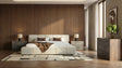 Queen Lamont + Rado - Modern Beige Fabric + Walnut 4-Piece Bedroom Set - View Image 1