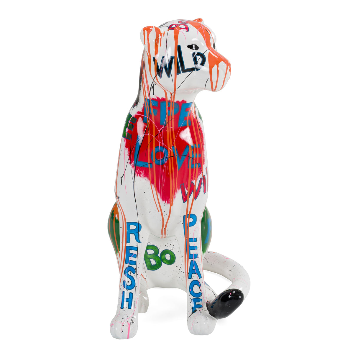 Large Graffiti Leopard - White + Multi-Color Sculpture - View Image 1