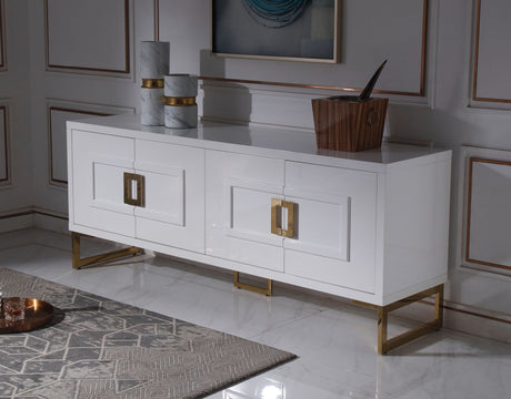 Modrest Leah - Contemporary White High Gloss & Champagne Gold Buffet - Home Elegance USA
