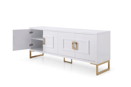 Modrest Leah - Contemporary White High Gloss & Champagne Gold Buffet - Home Elegance USA