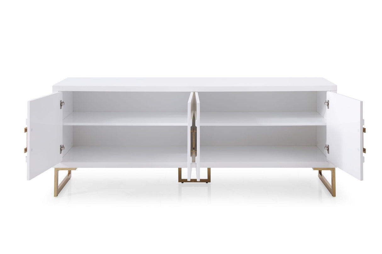 Modrest Leah - Contemporary White High Gloss & Champagne Gold Buffet