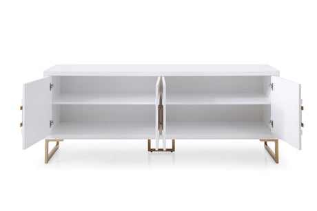 Modrest Leah - Contemporary White High Gloss & Champagne Gold Buffet - Home Elegance USA