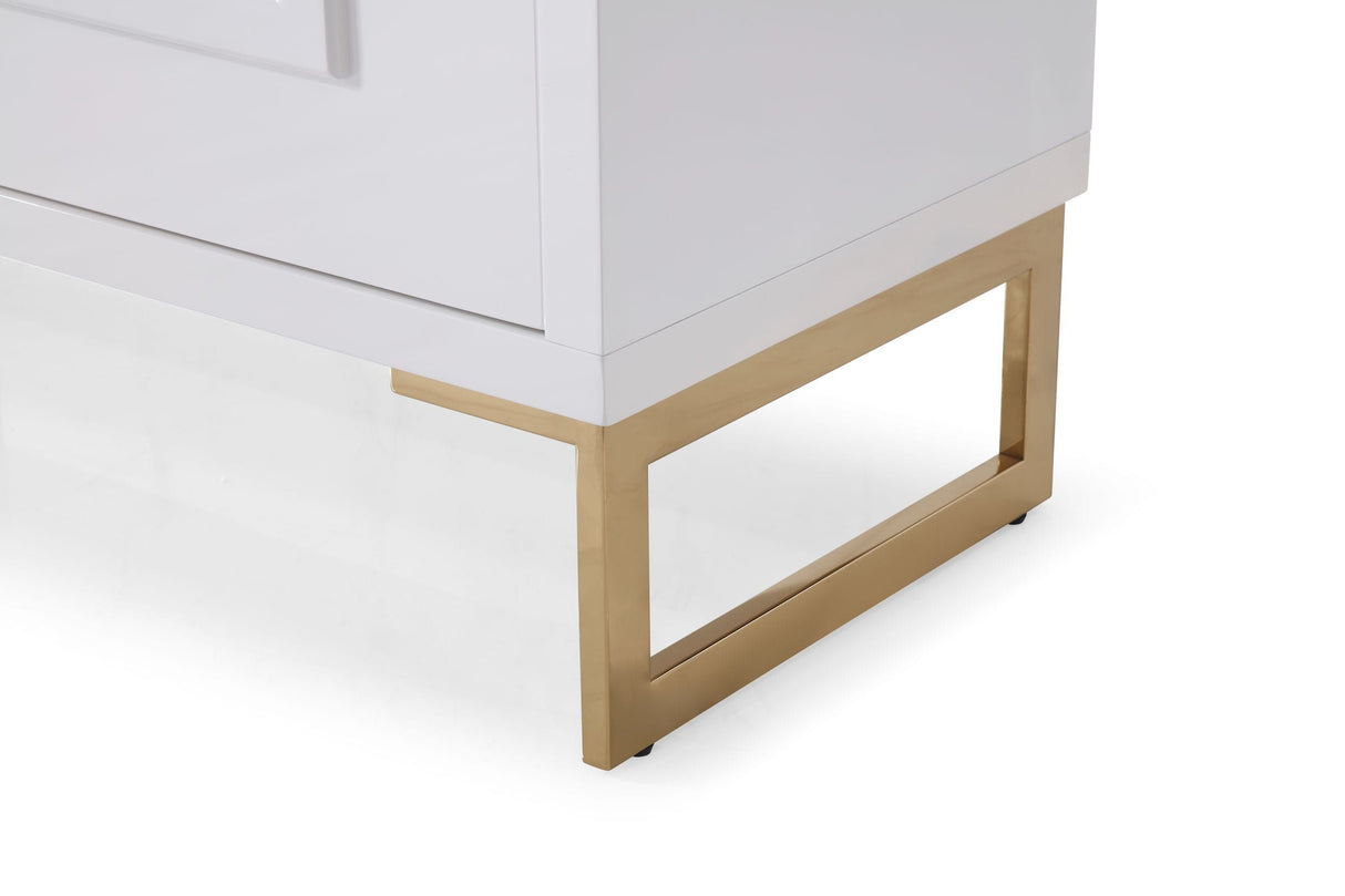 Modrest Leah - Contemporary White High Gloss & Champagne Gold Buffet