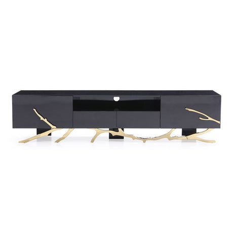 Modrest Legend Modern Black & Champagne Gold 87" TV Stand
