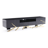Modrest Legend Modern Black & Champagne Gold 87" TV Stand