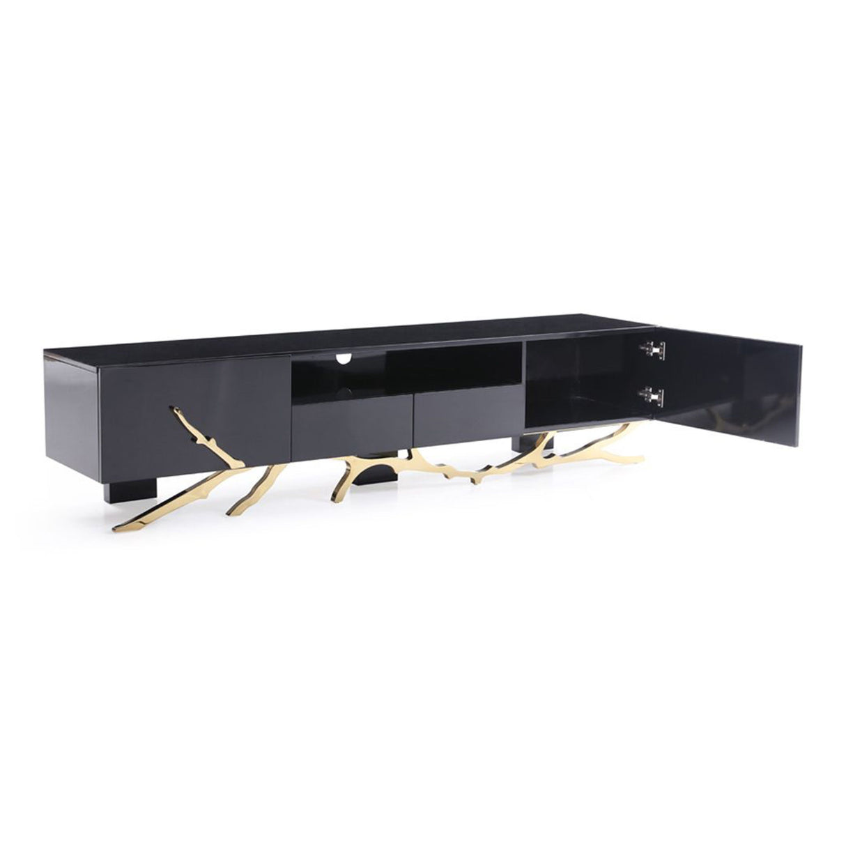 Modrest Legend Modern Black & Champagne Gold 87" TV Stand