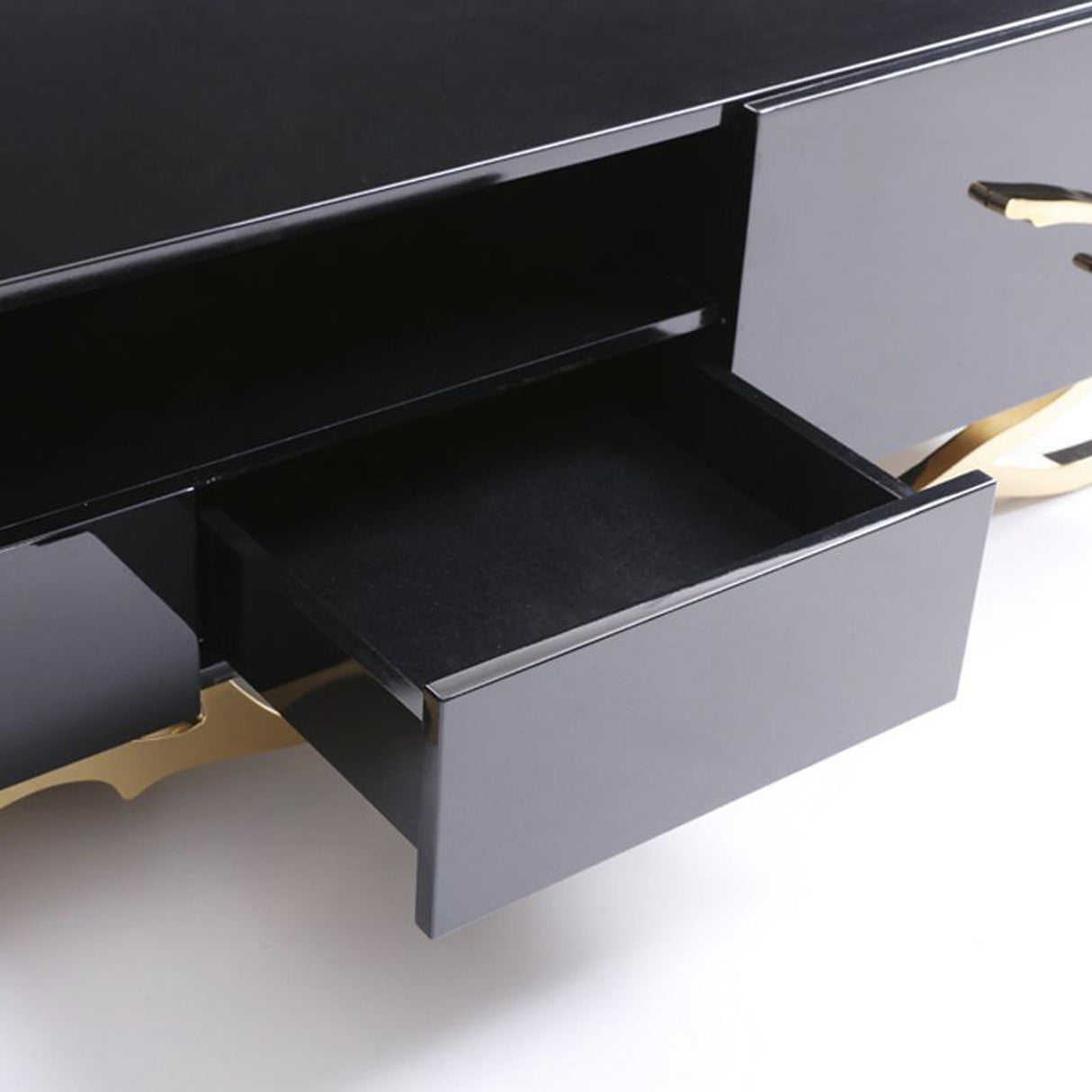Modrest Legend Modern Black & Champagne Gold 87" TV Stand