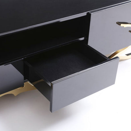 Modrest Legend Modern Black & Champagne Gold 87" TV Stand