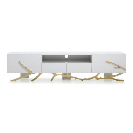 Modrest Legend - 87"-Wide Modern White Gold TV Stand