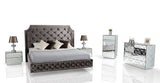 Queen Leilah Transitional Tufted Fabric Bed
